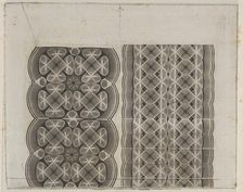 Banknote motifs: two bands of lace-like lathe work ornament, ca. 1824-42. Creator: Durand, Perkins & Co