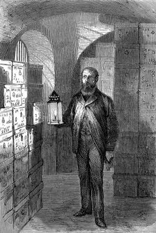 Banknote store in the vaults of the Bank of England, c1870