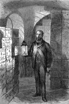 Banknote store in the vaults of the Bank of England, c1870
