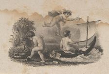 Banknote vignette with three putti symbolizing trade and agriculture, ca. 1824-37. Creator: Attributed to Asher Brown Durand