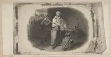 Banknote vignette with a blacksmith and forge, ca. 1824-37. Creator: Attributed to Asher Brown Durand
