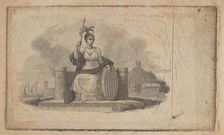 Banknote vignette with female figure representing America, ca. 1824-37. Creator: Attributed to Asher Brown Durand
