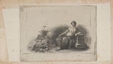 Banknote vignette with female figure representing marine commerce, ca. 1824-37. Creator: Attributed to Asher Brown Durand