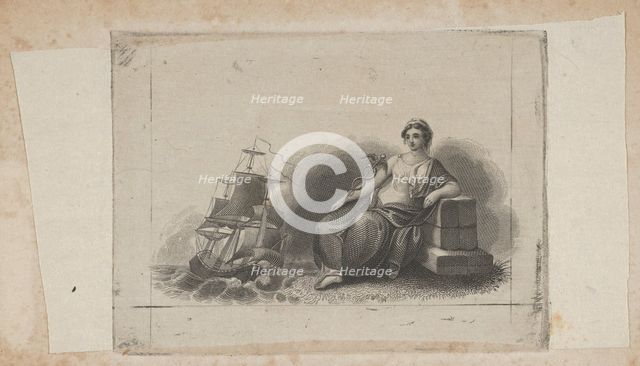 Banknote vignette with female figure representing marine commerce, ca. 1824-37. Creator: Attributed to Asher Brown Durand.