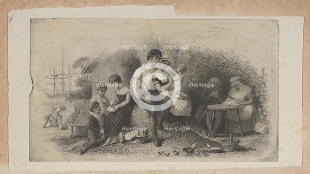 Banknote vignette with figures of different ages, representing the stages of life, ..., ca. 1824-37. Creator: Attributed to Asher Brown Durand.