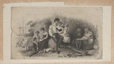 Banknote vignette with figures of different ages, representing the stages of life, ..., ca. 1824-37. Creator: Attributed to Asher Brown Durand