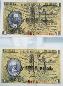 Banknotes issued by the city of Reus in April 1937 during the Spanish Civil War (1936-1939)
