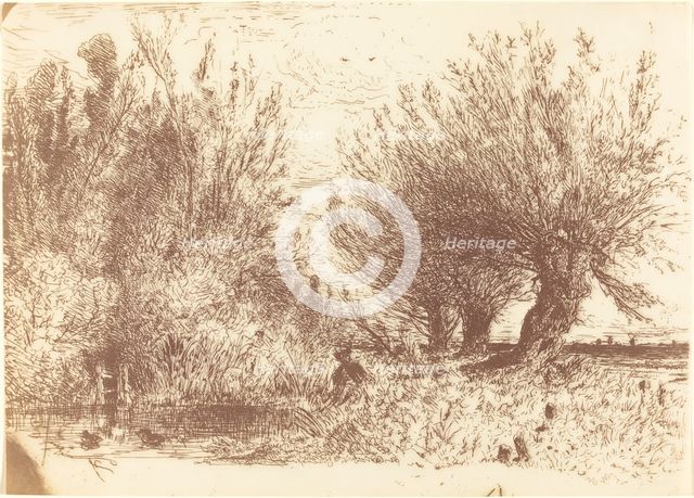 Banks of a River (Bords de Riviere), c. 1866. Creator: Paul Huet.