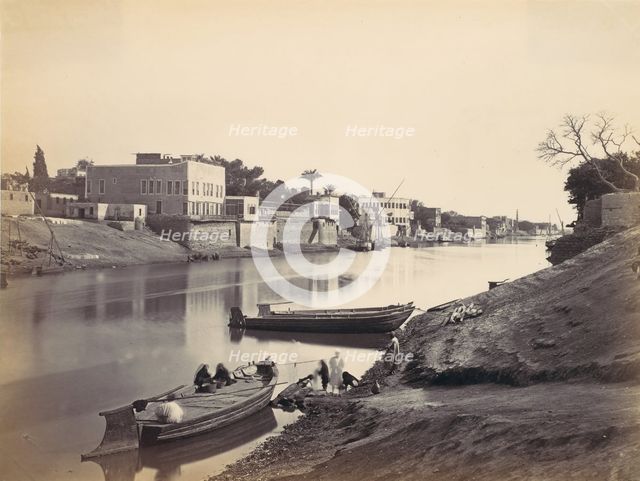 Banks of the Nile at Cairo, ca. 1857, printed 1870s. Creator: Francis Frith.