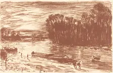 Banks of the Loing near Saint-Mammes (Bords du Loing, pres Saint-Mammes), 1896. Creator: Alfred Sisley