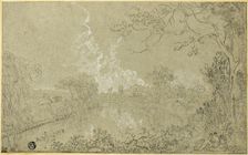 Banks of the River Dee near Eaton Hall, Cheshire, c. 1759. Creator: Richard Wilson