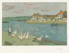 Banks of the River (Les Bords de rivière), 1897. Creators: Alfred Sisley, Ambroise Vollard, Auguste Clot