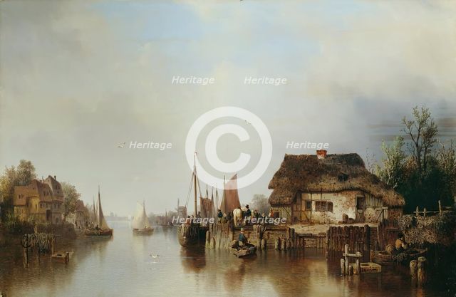 Banks of the Scheldt, 1852. Creator: Ludwig Hermann.