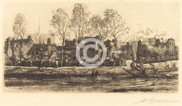 Banks of the Somme at Amiens (Bords de la Somme a Amiens), 1907. Creator: Auguste Lepere.