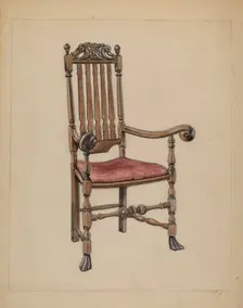 Banister-back Armchair, 1935/1942. Creator: M. Rosenshield-von-Paulin