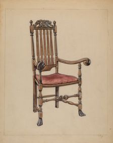 Banister-back Armchair, 1935/1942. Creator: M. Rosenshield-von-Paulin