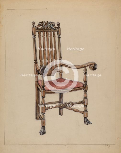 Banister-back Armchair, 1935/1942. Creator: M. Rosenshield-von-Paulin.