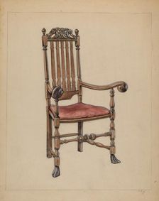 Banister-back Armchair, 1935/1942. Creator: M. Rosenshield-von-Paulin