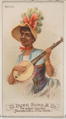 Banjo, from the Musical Instruments series (N82) for Duke brand cigarettes, 1888., 1888. Creator: Schumacher & Ettlinger