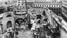 Bank, as seen from the roof of the Royal Exchange, London, 1926-1927.Artist: Joel