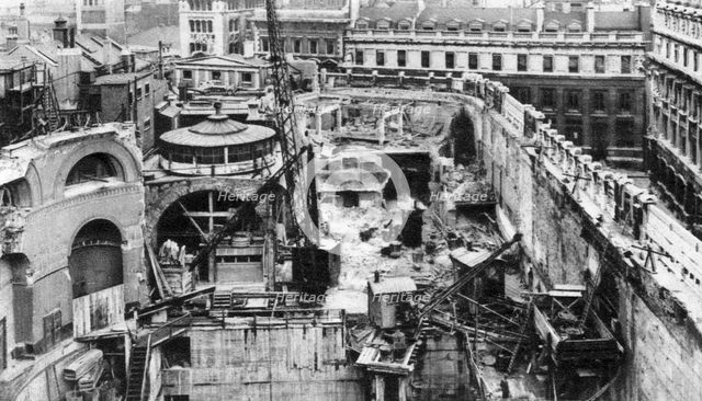 Bank, as seen from the roof of the Royal Exchange, London, 1926-1927.Artist: Joel