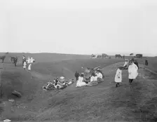 Bank Holiday picnic on the earthwork remains on White Horse Hill, Uffington, Oxfordshire, 1860-1922. Creator: Henry Taunt