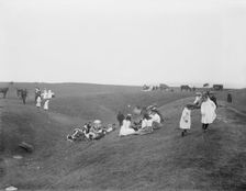 Bank Holiday picnic on the earthwork remains on White Horse Hill, Uffington, Oxfordshire, 1860-1922. Creator: Henry Taunt