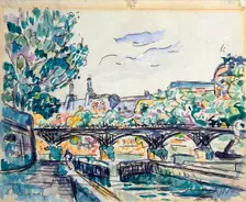 Bank of the Seine Near the Pont des Arts with a View of the Louvre early 20th century. Artist: Paul Signac
