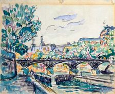 Bank of the Seine Near the Pont des Arts with a View of the Louvre early 20th century. Artist: Paul Signac