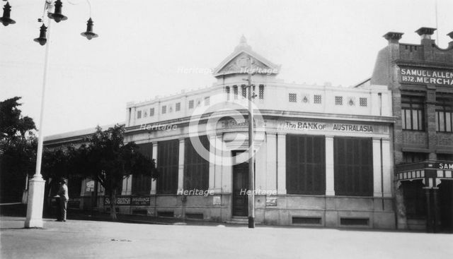 Bank of Australasia, corner of Flinders Street and Denham Street, Townsville, Queensland, 1933. Creator: Jack Bain.