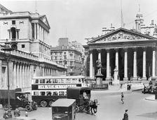 Bank of England and Royal Exchange, City of London. Creator: John H Stone