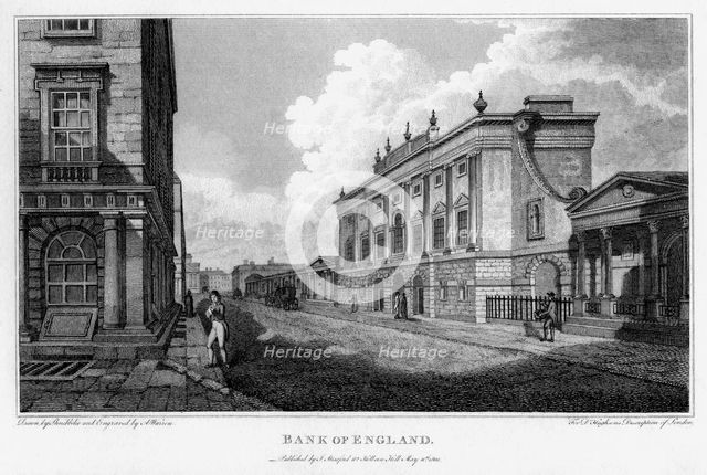Bank of England, City of London, 1805.Artist: A Warren