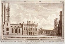 Bank of England, St Christopher-le-Stocks and St Bartholomew-by-the-Exchange, London, c1775. Artist: Adam Smith
