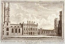 Bank of England, St Christopher-le-Stocks and St Bartholomew-by-the-Exchange, London, c1775. Artist: Adam Smith