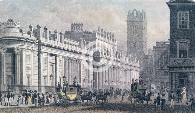 Bank of England, Threadneedle Street, London, c1827. Artist: Anon