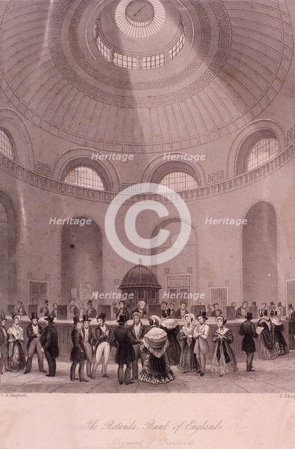 Bank of England, Threadneedle Street, London, c1840. Artist: J Shury