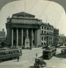 Bank of Montreal and Monument, Corner Main and Portage Sts., Winnipeg, Man. Canada c1930s. Creator: Unknown
