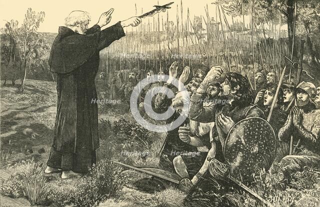 'Bannockburn: The Abbot of Inchaffray Blessing The Scots Before The Battle', (1314), 1890.   Creator: Unknown.
