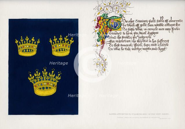 Banner and poem, c15th century, (1840). Artist: Unknown