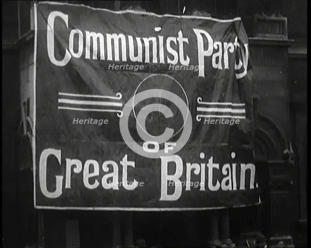 Banner Strung Across a Building Reads 'Communist Party of Great Britain', 1924. Creator: British Pathe Ltd.