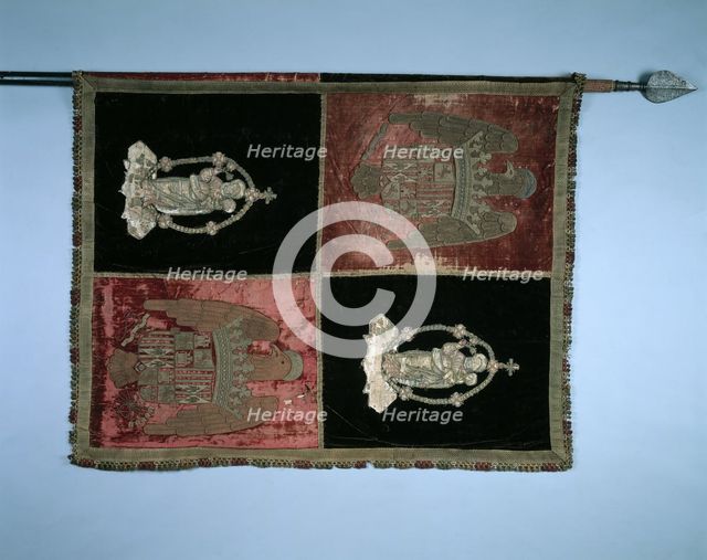 Banner with a Quartered Royal Arms of Spain and the Madonna and Child, 1500s. Creator: Unknown.
