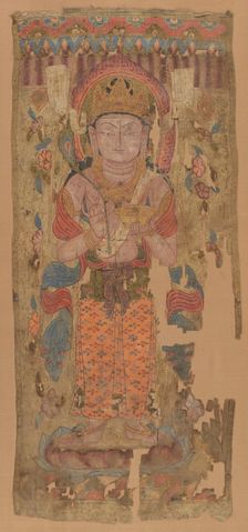 Banner with Bodhisattva, possibly Mahamayuri, 9th-10th century. Creator: Unknown