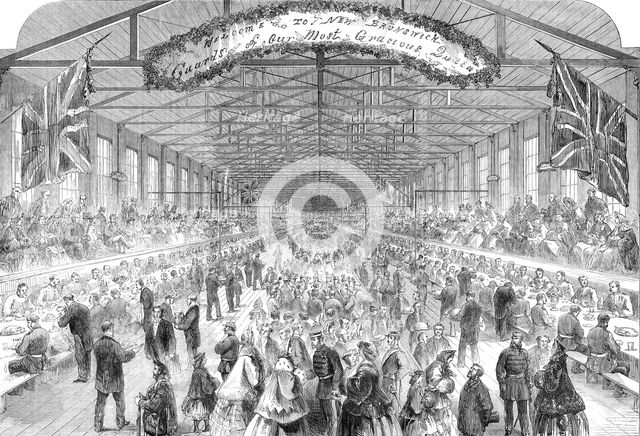Banquet to the Fusilier Guards and others of Her Majesty's Troops, 1000 in number, at St..., 1862. Creator: Unknown.