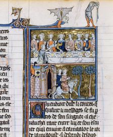 Banquet and riders, c1280-1290