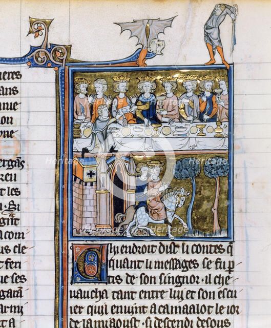 Banquet and riders, c1280-1290. Artist: Unknown