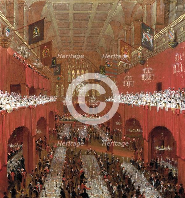 Banquet at the Guildhall, City of London, 1814.                                         Artist: William Daniell