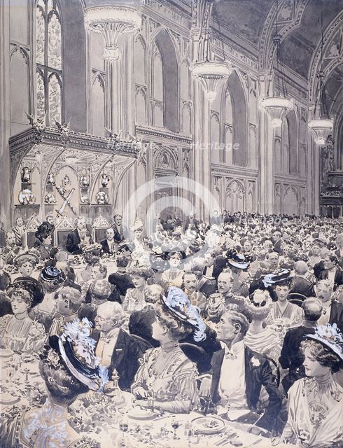 Banquet at the Guildhall, London, 1908. Artist: Anon