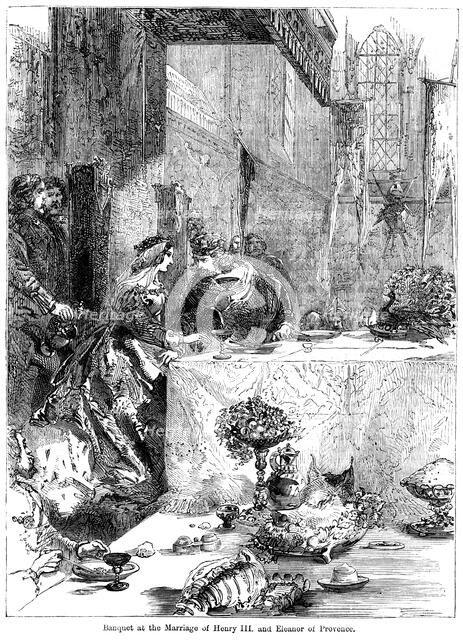 Banquet at the marriage of King Henry III (1207-1272) and Eleanor of Provence (c1223-1291), 1236. Artist: Unknown