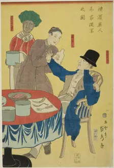 Banquet at a Foreign Merchant House in Yokohama (Yokohama ijin shoka shuen no zu), 1861. Creator: Sadahide Utagawa