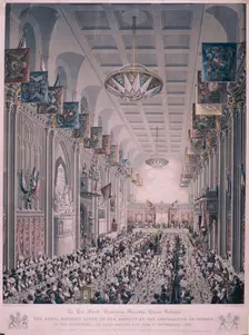 Banquet for Queen Victoria at the Guildhall, London, 1837. Creator: Richard Gilson Reeve